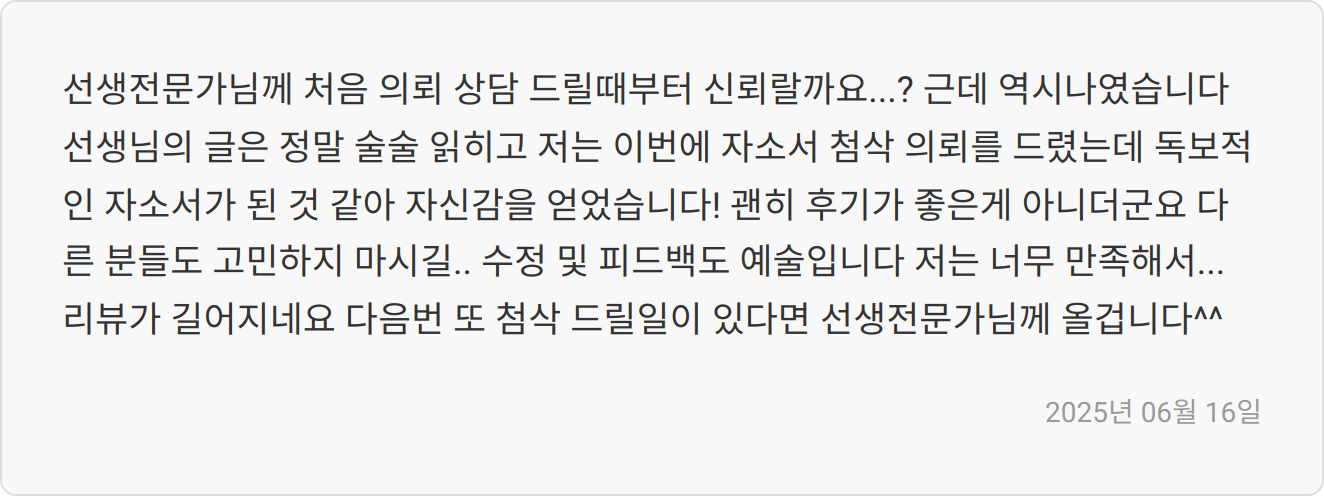 자소서 첨삭 후기
