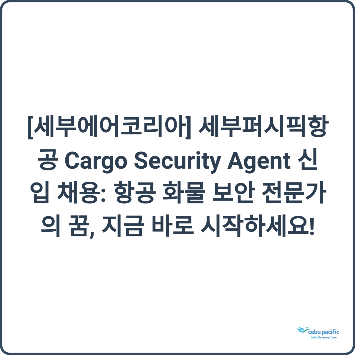 세부퍼시픽항공 Cargo Security Agent 채용