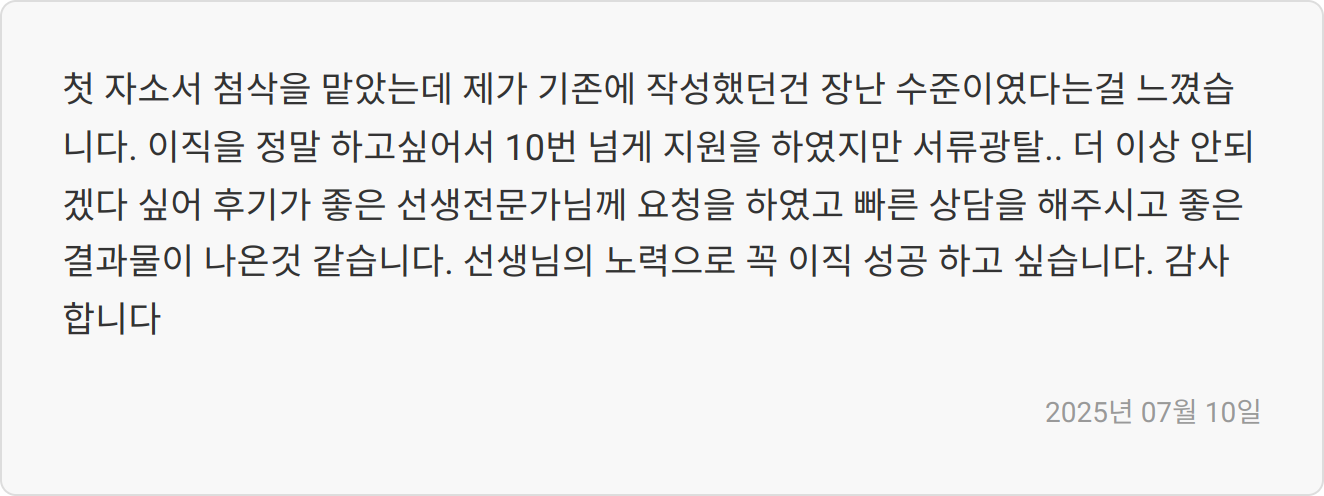 자소서 첨삭 리뷰